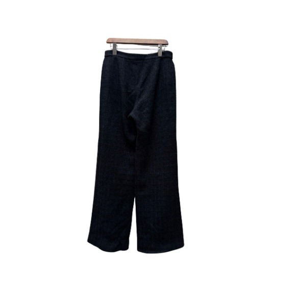Chanel Uniform Tweed Pants Cotton Blend Tweed Wide-Leg Trousers Black Size 42 - Picture 2 of 16
